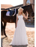 Long Sleeves Ivory Lace Chiffon Classic Wedding Dress